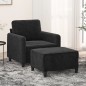 vidaXL Sessel mit Hocker Schwarz 60 cm Samt vidaXL Sessel mit Hocker Schwarz 60 cm Samt