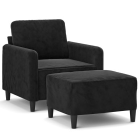 vidaXL Sessel mit Hocker Schwarz 60 cm Samt