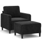 vidaXL Sessel mit Hocker Schwarz 60 cm Samt vidaXL Sessel mit Hocker Schwarz 60 cm Samt