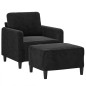 vidaXL Sessel mit Hocker Schwarz 60 cm Samt vidaXL Sessel mit Hocker Schwarz 60 cm Samt
