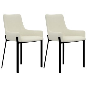 vidaXL Esszimmerstühle 2 Stk. Creme Stoff