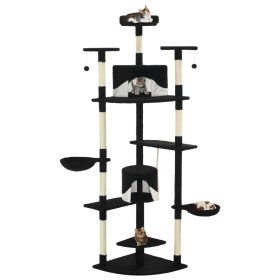 vidaXL Katzen-Kratzbaum mit Sisal-Kratzsäulen 203 cm Schwarz und Weiß
