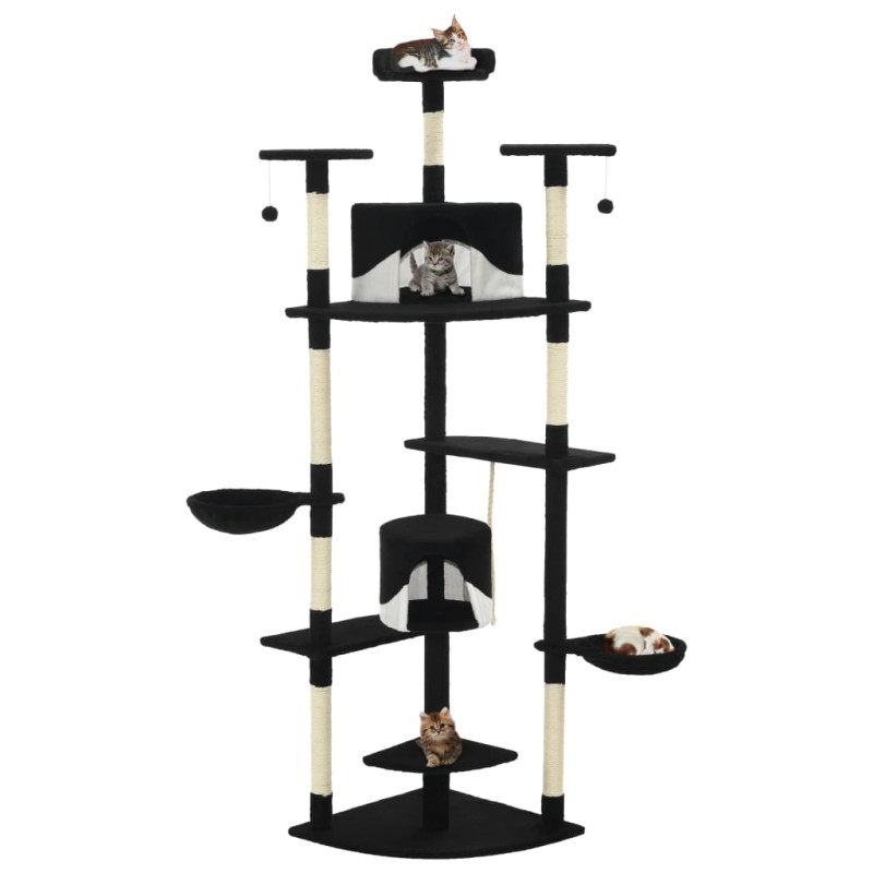vidaXL Katzen-Kratzbaum mit Sisal-Kratzsäulen 203 cm Schwarz und Weiß vidaXL Katzen-Kratzbaum mit Sisal-Kratzsäulen 203 cm Schwarz und Weiß