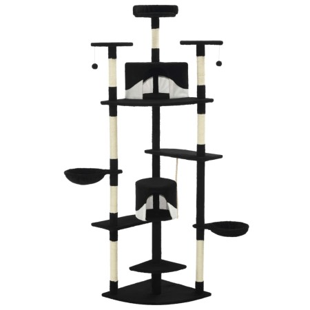vidaXL Katzen-Kratzbaum mit Sisal-Kratzsäulen 203 cm Schwarz und Weiß