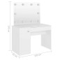 vidaXL Schminktisch mit LED-Beleuchtung 110x55x145 cm MDF Weiß vidaXL Schminktisch mit LED-Beleuchtung 110x55x145 cm MDF Weiß