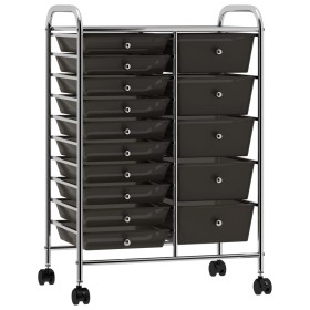 vidaXL XXL Schubladenwagen mit 15 Schubladen Schwarz Kunststoff