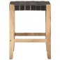 vidaXL Barhocker 2 Stk. Schwarz Echtleder Massivholz Mango 46x36x60 cm vidaXL Barhocker 2 Stk. Schwarz Echtleder Massivholz Mango 46x36x60 cm