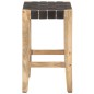 vidaXL Barhocker 2 Stk. Schwarz Echtleder Massivholz Mango 46x36x60 cm vidaXL Barhocker 2 Stk. Schwarz Echtleder Massivholz Mango 46x36x60 cm