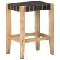 vidaXL Barhocker 2 Stk. Schwarz Echtleder Massivholz Mango 46x36x60 cm vidaXL Barhocker 2 Stk. Schwarz Echtleder Massivholz Mango 46x36x60 cm