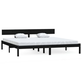 vidaXL Massivholzbett Schwarz Kiefer 180x200 cm