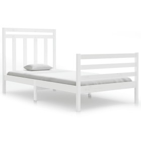 vidaXL Massivholzbett Weiß 100x200 cm