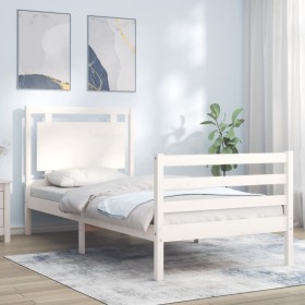 vidaXL Massivholzbett mit Kopfteil Weiß 100x200 cm