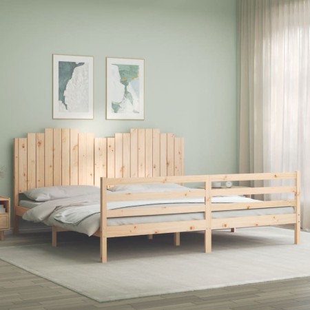 vidaXL Massivholzbett mit Kopfteil 200x200 cm