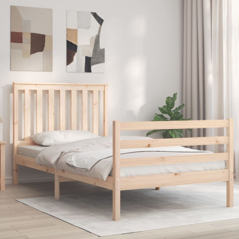 vidaXL Massivholzbett mit Kopfteil 100x200 cm vidaXL Massivholzbett mit Kopfteil 100x200 cm
