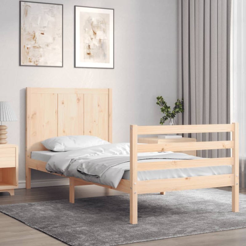 vidaXL Massivholzbett mit Kopfteil 100x200 cm vidaXL Massivholzbett mit Kopfteil 100x200 cm