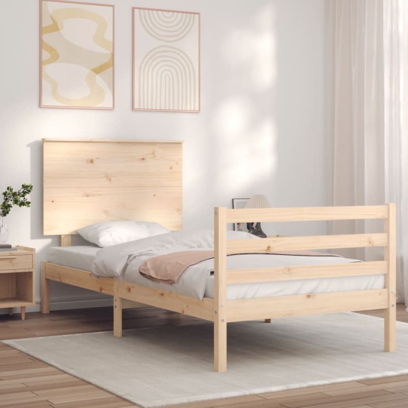 vidaXL Massivholzbett mit Kopfteil 100x200 cm vidaXL Massivholzbett mit Kopfteil 100x200 cm