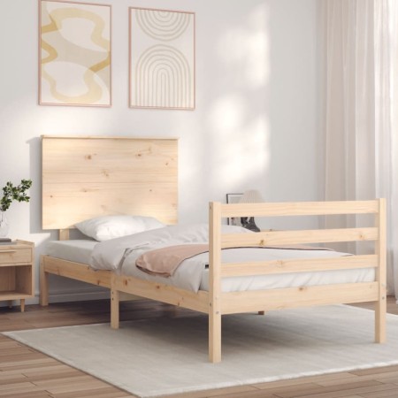 vidaXL Massivholzbett mit Kopfteil 100x200 cm