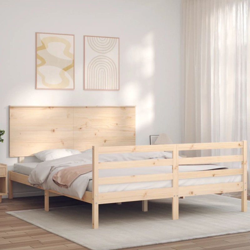 vidaXL Massivholzbett mit Kopfteil vidaXL Massivholzbett mit Kopfteil