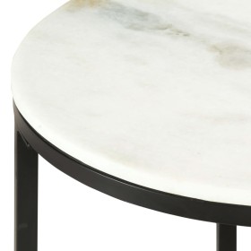 vidaXL Couchtisch Weiß und Schwarz Ø50 cm Echter Marmor 