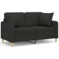 vidaXL 2-Sitzer-Sofa mit Zierkissen Schwarz 120 cm Stoff vidaXL 2-Sitzer-Sofa mit Zierkissen Schwarz 120 cm Stoff