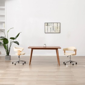 vidaXL Drehbare Esszimmerstühle 2 Stk. Creme Kunstleder