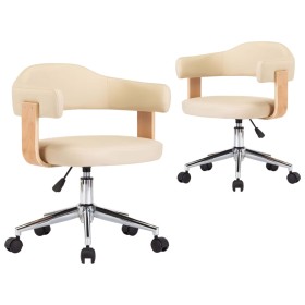 vidaXL Drehbare Esszimmerstühle 2 Stk. Creme Kunstleder