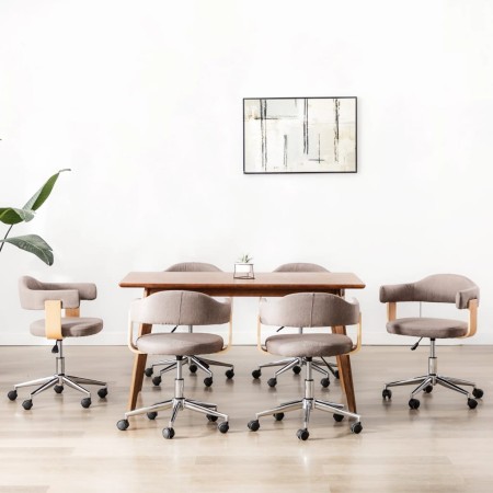 vidaXL Drehbare Esszimmerstühle 6 Stk. Taupe Bugholz und Stoff