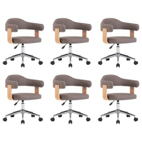vidaXL Drehbare Esszimmerstühle 6 Stk. Taupe Bugholz und Stoff