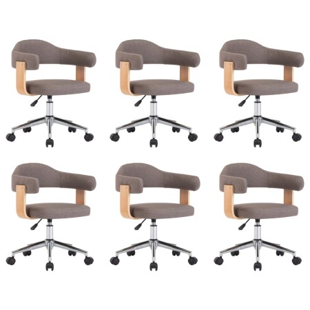 vidaXL Drehbare Esszimmerstühle 6 Stk. Taupe Bugholz und Stoff
