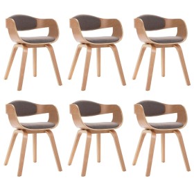 vidaXL Esszimmerstühle 6 Stk. Bugholz und Taupe Stoff