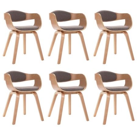 vidaXL Esszimmerstühle 6 Stk. Bugholz und Taupe Stoff