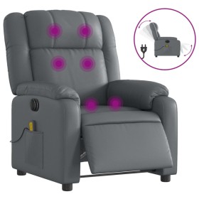 vidaXL Massagesessel Elektrisch Grau Kunstleder