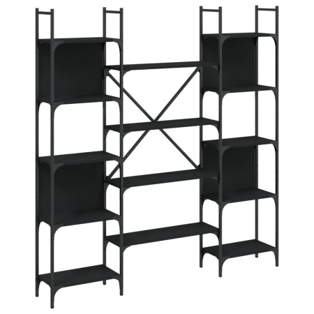 vidaXL Bücherregal Schwarz 155,5x24x166,5 cm Holzwerkstoff