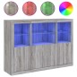 vidaXL Sideboards mit LED-Leuchten 3 Stk. Grau Sonoma Holzwerkstoff vidaXL Sideboards mit LED-Leuchten 3 Stk. Grau Sonoma Holzwerkstoff
