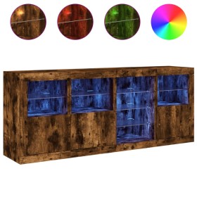 vidaXL Sideboard mit LED-Leuchten Räuchereiche 164x37x67 cm