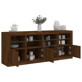 vidaXL Sideboard mit LED-Leuchten Braun Eichen-Optik 164x37x67 cm