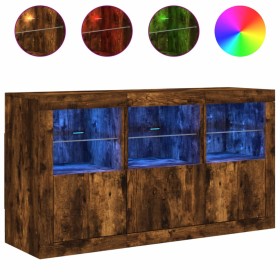 vidaXL Sideboard mit LED-Leuchten Räuchereiche 123x37x67 cm