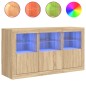 vidaXL Sideboard mit LED-Leuchten Sonoma-Eiche 123x37x67 cm vidaXL Sideboard mit LED-Leuchten Sonoma-Eiche 123x37x67 cm