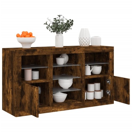 vidaXL Sideboard mit LED-Leuchten Räuchereiche 123x37x67 cm
