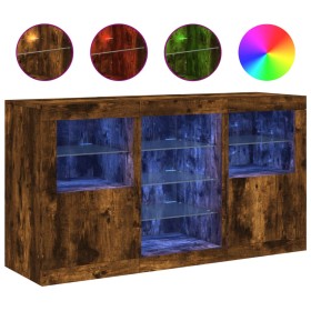 vidaXL Sideboard mit LED-Leuchten Räuchereiche 123x37x67 cm