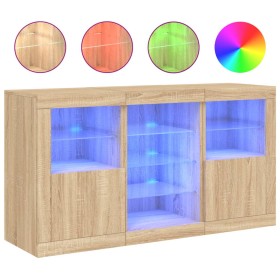 vidaXL Sideboard mit LED-Leuchten Sonoma-Eiche 123x37x67 cm