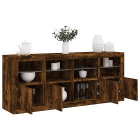 vidaXL Sideboard mit LED-Leuchten Räuchereiche 163x37x67 cm