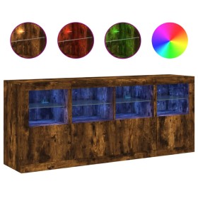 vidaXL Sideboard mit LED-Leuchten Räuchereiche 163x37x67 cm