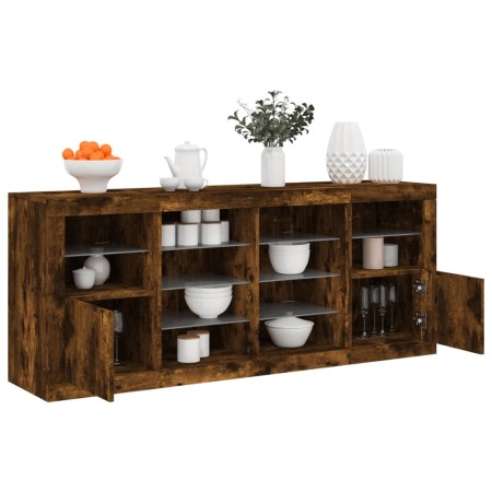 vidaXL Sideboard mit LED-Leuchten Räuchereiche 163x37x67 cm
