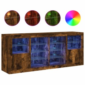 vidaXL Sideboard mit LED-Leuchten Räuchereiche 163x37x67 cm