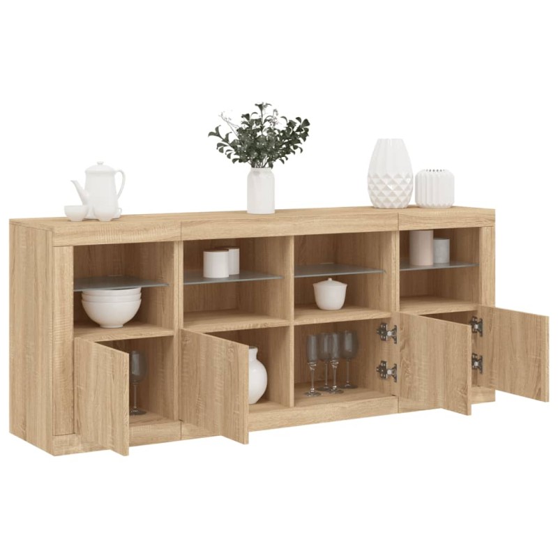 vidaXL Sideboard mit LED-Leuchten Sonoma-Eiche 163x37x67 cm vidaXL Sideboard mit LED-Leuchten Sonoma-Eiche 163x37x67 cm