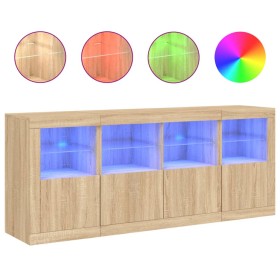vidaXL Sideboard mit LED-Leuchten Sonoma-Eiche 163x37x67 cm