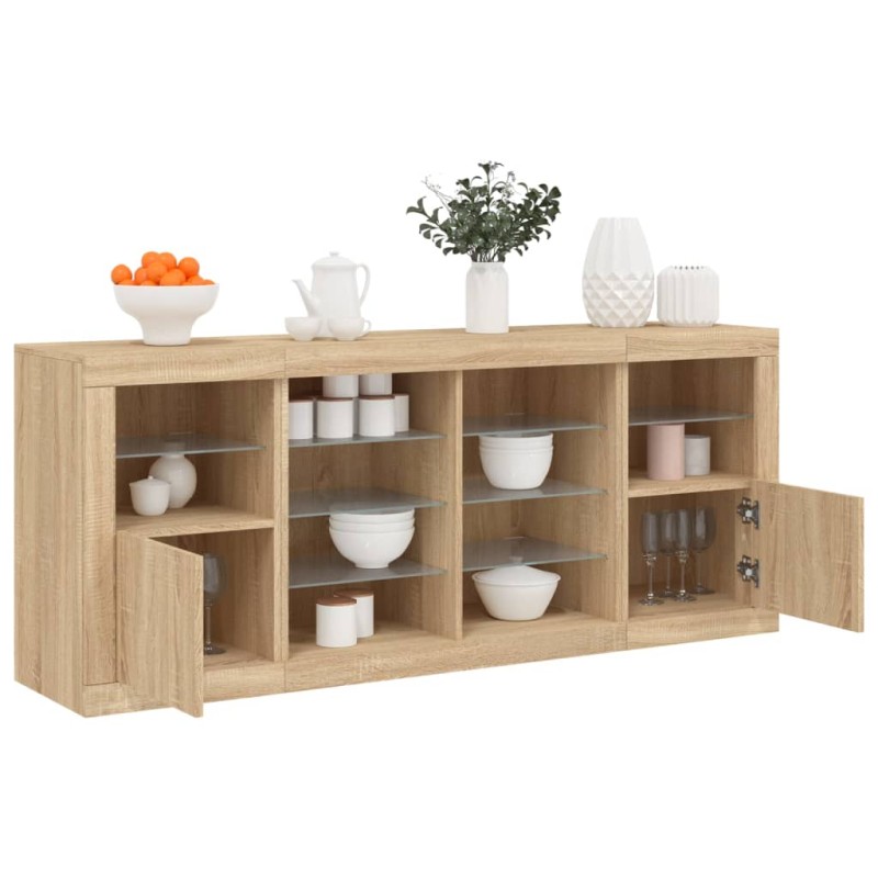 vidaXL Sideboard mit LED-Leuchten Sonoma-Eiche 163x37x67 cm vidaXL Sideboard mit LED-Leuchten Sonoma-Eiche 163x37x67 cm