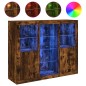 vidaXL Sideboards mit LED-Leuchten 3 Stk. Räuchereiche Holzwerkstoff vidaXL Sideboards mit LED-Leuchten 3 Stk. Räuchereiche Holzwerkstoff