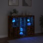 vidaXL Sideboards mit LED-Leuchten 3 Stk. Räuchereiche Holzwerkstoff vidaXL Sideboards mit LED-Leuchten 3 Stk. Räuchereiche Holzwerkstoff